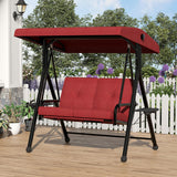 Garvee Sedia Dondolo Da Patio 2 In 1, 3 Posti, Struttura Sicura, Tettuccio Regolabile, Rosso, Ideale Per Giardino - Red
