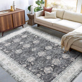 Garvee Läufer Kurzflor Teppich Rutschfest Waschbar Synthetikfaser Orientalisches Muster Schwarz 160x230 cm Wohnzimmer Schlafzimmer - nero