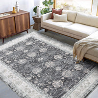Garvee Läufer Kurzflor Teppich Rutschfest Waschbar Synthetikfaser Orientalisches Muster Schwarz 160x230 cm Wohnzimmer Schlafzimmer