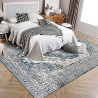 Garvee Tappeto Lavabile Moderno Antiscivolo Antimacchia per Soggiorno e Ufficio 80x150 cm Grigio-Blu