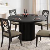 Garvee Tavolo Da Pranzo Rotondo 47" Per 4-6 Persone, Base Metallica Onde, MDF Robusto, Nero, Cucina E Sala Riunioni
