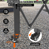 Cancello di sicurezza pieghevole singolo Garvee 71"x61" in acciaio con rulli a 360° blocco per cortile e garage nero