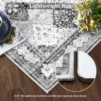 Garvee Boho Rugs Tappeto sottile antiscivolo lavabile per soggiorno, sala da pranzo, camera da letto, cucina, ufficio, 120x170 cm, grigio