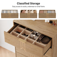 Cassettiera Garvee a 5 cassetti con motivo vintage, in legno MDF, maniglie dorate per camera da letto e soggiorno, grande, resistente