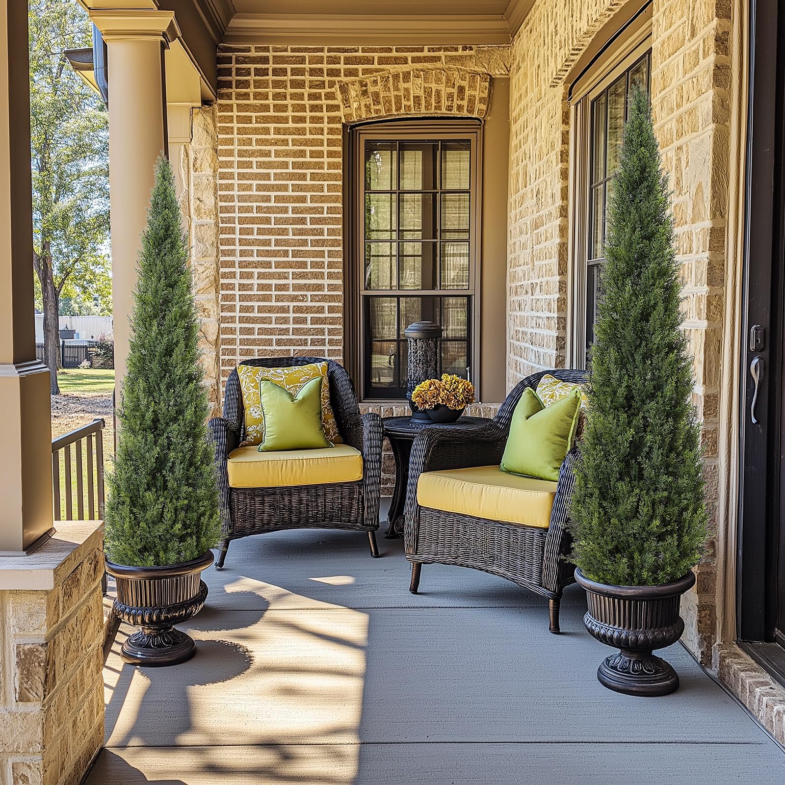 Pianta artificiale di abete nobile pioppo Garvee, 1,5 m, resistente alle intemperie, sempreverde, per uso interno ed esterno, giardino e patio, texture realistica verde