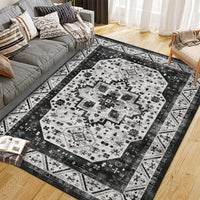 Tappeto vintage boho Garvee 160x230cm, antiscivolo, lavabile, morbido, a pelo corto, in finto cashmere, gomma TPR, soggiorno, camera da letto
