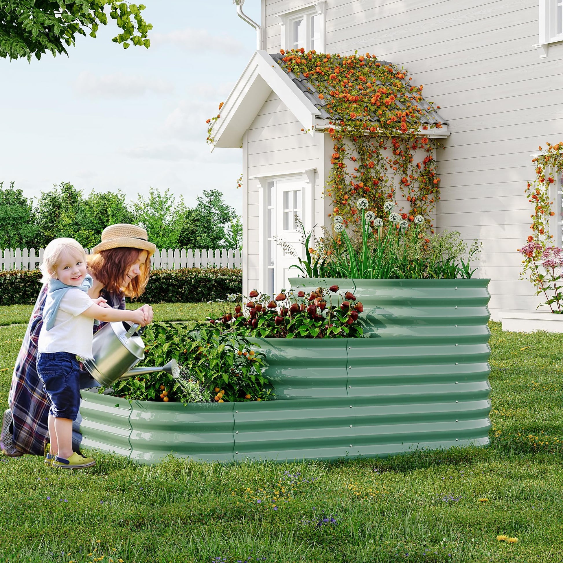 Kit da giardino rialzato in acciaio inossidabile Garvee, 61x42x31 cm, per verdure e erbe aromatiche da esterno