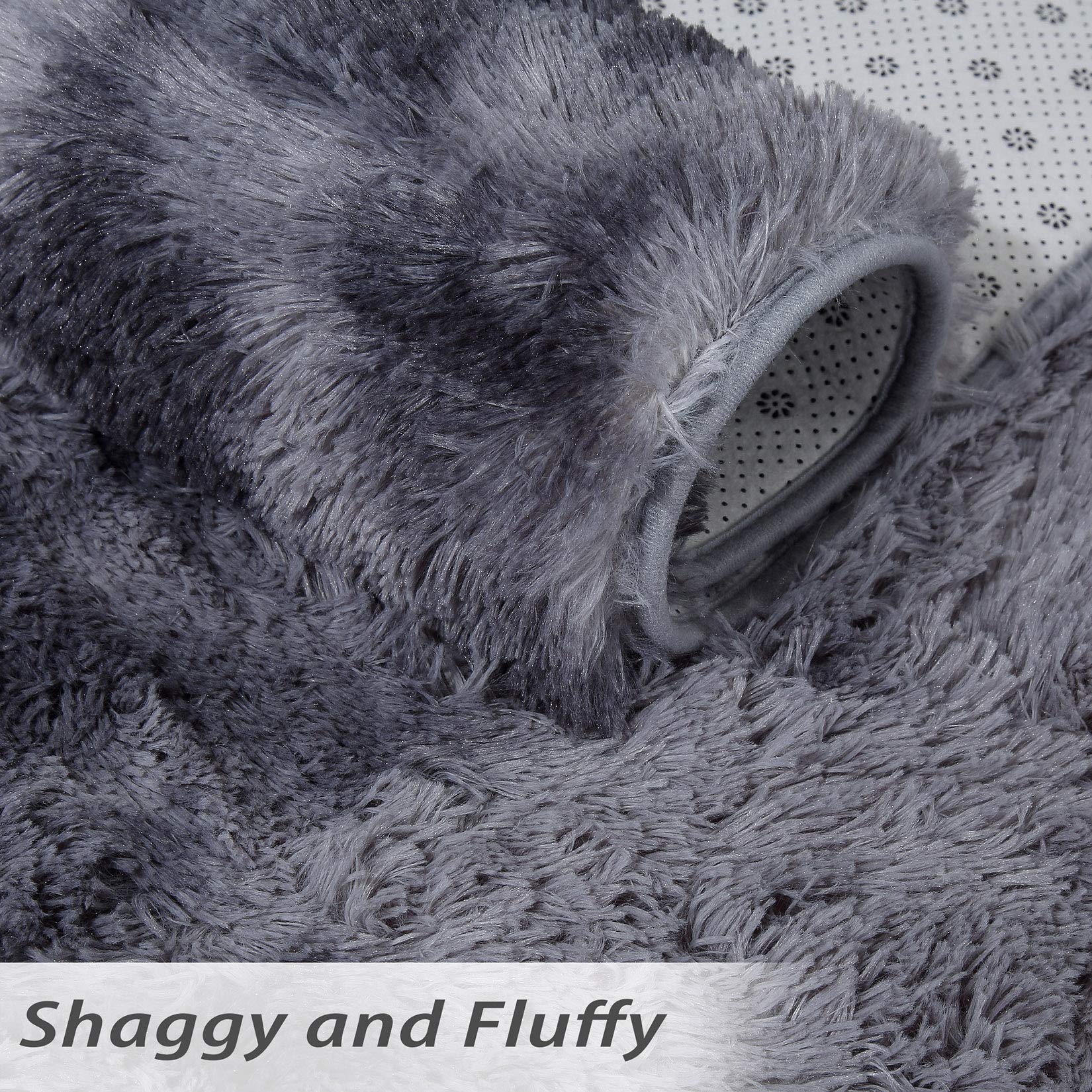 Tappeto Garvee Extra Large 9' x 12' in soffice velluto, 4 cm, in poliestere, grigio scuro, per cameretta dei bambini