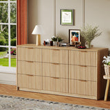 Garvee Cassettiera Fluted 9 Cassetti Grande Capacità Anti-Ribaltamento Legno Bianco Nero Oak Per Camera E Ingresso - Legno Naturale