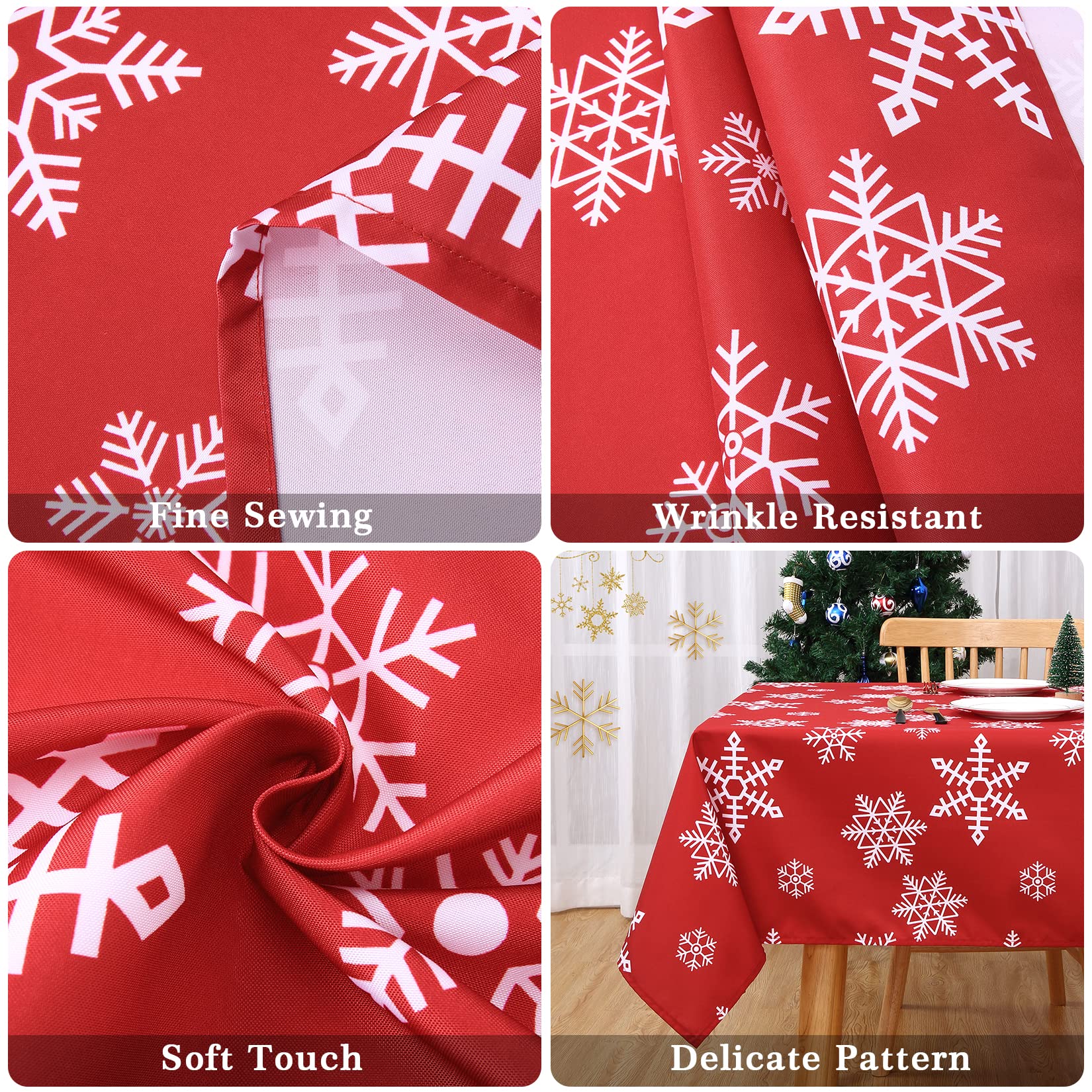 Tovaglia natalizia Garvee, rettangolare, rossa, idrorepellente, antimacchia, in poliestere, decorazione invernale, 54x54 pollici, festosa, resistente