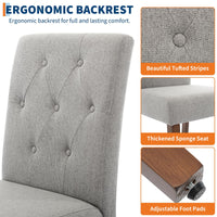 Set di 2 sedie da pranzo imbottite Garvee, design moderno Parsons, tessuto in lino morbido, gambe in legno robusto, supporto ergonomico, grigio, sala da pranzo e bar