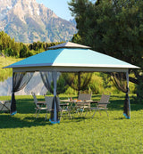 Garvee Gazebo Pop Up 13x13Ft Con Zanzariera Telaio Acciaio Tetto Impermeabile Patio Esterno Feste Matrimonio - Light Blue+Light Grey