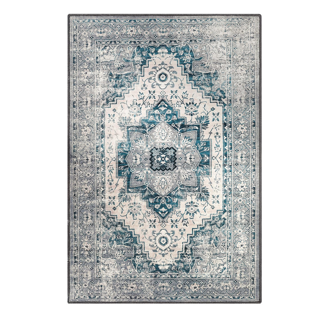 Garvee Tappeto Lavabile Moderno Antiscivolo Antimacchia per Soggiorno e Ufficio 80x150 cm Grigio-Blu