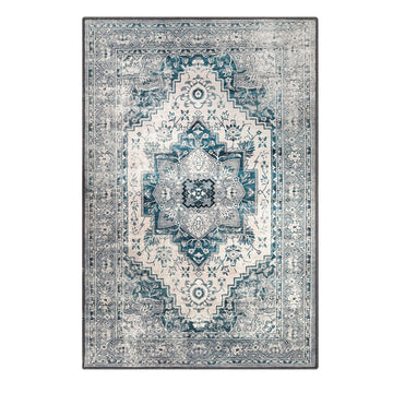 Garvee Tappeto Lavabile Moderno Antiscivolo Antimacchia per Soggiorno e Ufficio 80x150 cm Grigio-Blu