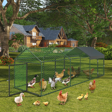 Pollaio Garvee Large 120 x 40 x 40 pollici con 3 porte, acciaio zincato, resistente alle intemperie per polli, conigli, anatre, sicuro, impermeabile