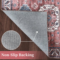 Tappeto vintage per soggiorno Garvee, morbido, lavabile, in stile fattoria orientale, rosa, 120x170 cm