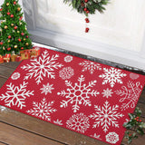 Zerbino natalizio Garvee 50 x 80 cm, rosso, lavabile, antiscivolo, con motivo a fiocco di neve
