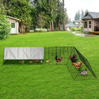 Garvee Mobile Chicken Run con copertura, struttura in acciaio, telone impermeabile per giardino e cortile, telaio angolare regolabile, recinto sicuro all'aperto, robusto e versatile
