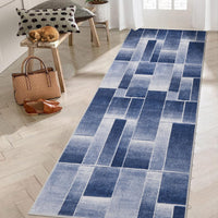 Tappeto Garvee 80x150, lavabile, a pelo corto, per soggiorno, blu, antiscivolo, morbido, moderno, per camera da letto, cucina, cameretta, corridoio, sala da pranzo