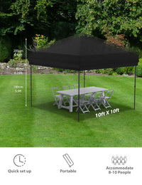 Garvee 10x10 Pop-Up Pavillon Zelt Mit 210D Oxford Gewebe, UPF 50+ Schutz, Wasserdicht Für Camping & Markt, Verstellbare Höhe, Weiß