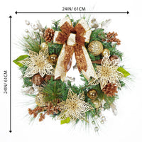 Ghirlanda natalizia dorata Garvee da 24 pollici illuminata con 20 luci LED per porte e finestre, marrone