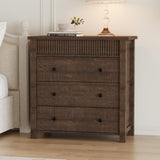 Garvee Cassettiera 3 Cassetti Design Fluted Moderno Legno di Noce Multiuso Camera da Letto Soggiorno