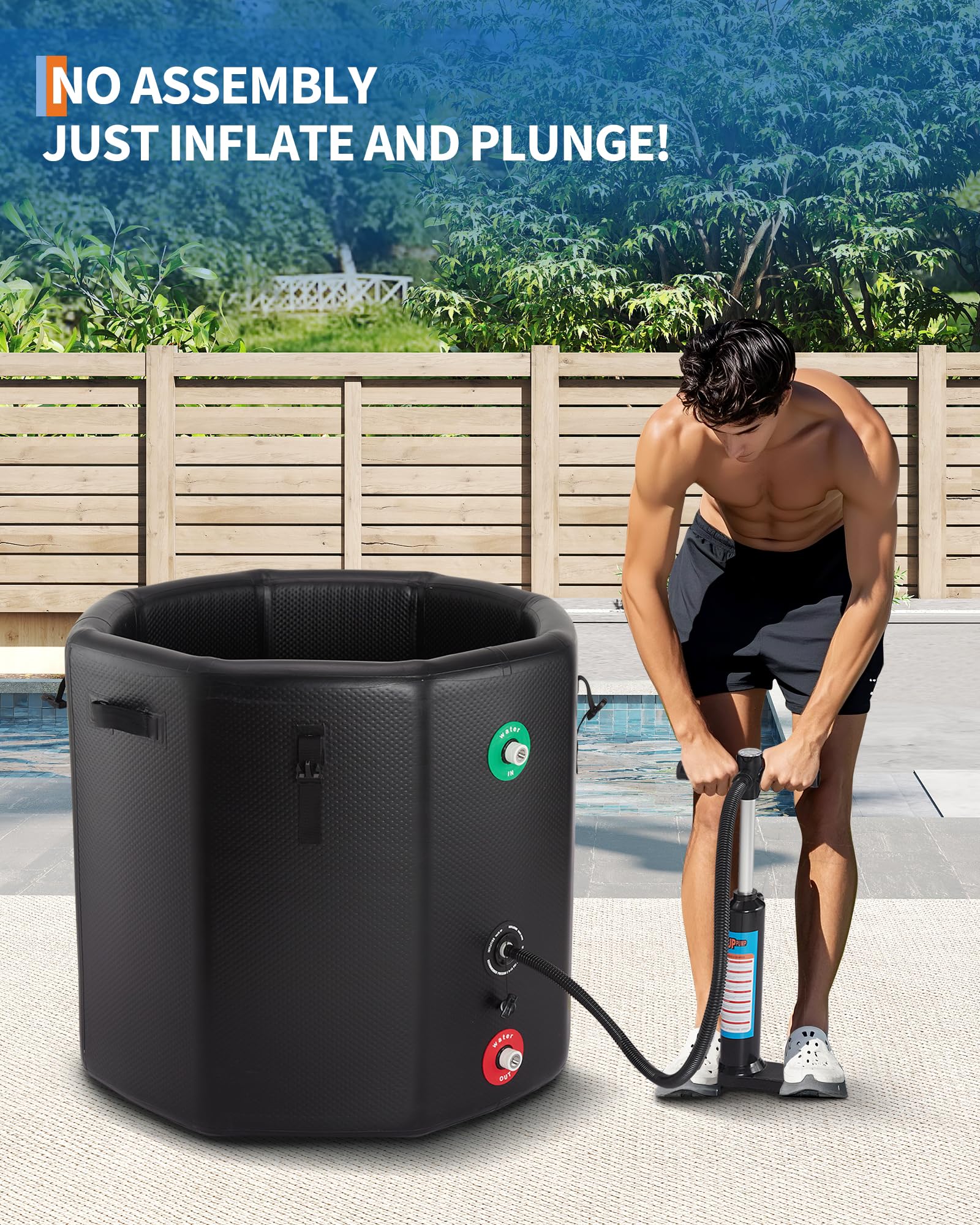 Vasca da bagno ghiacciata Garvee per atleti, 176 galloni, PVC di grado militare, coperchio isolato, portatile, per attività ricreative