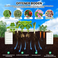 Aiuola rialzata Garvee, in metallo, 240 x 120 x 60 cm, fioriera da esterno per verdure, fiori ed erbe aromatiche, rettangolare, verniciata a polvere, antiruggine