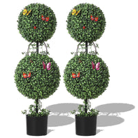 Garvee Set di 2 alberi artificiali in bosso topiato, resistenti ai raggi UV, realistici, materiale PE, per giardino e veranda, verde