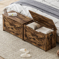 Panca portaoggetti in legno Garvee da 30 pollici con cerniere di sicurezza, grande capacità per soggiorno e camera da letto, robusta, versatile, marrone