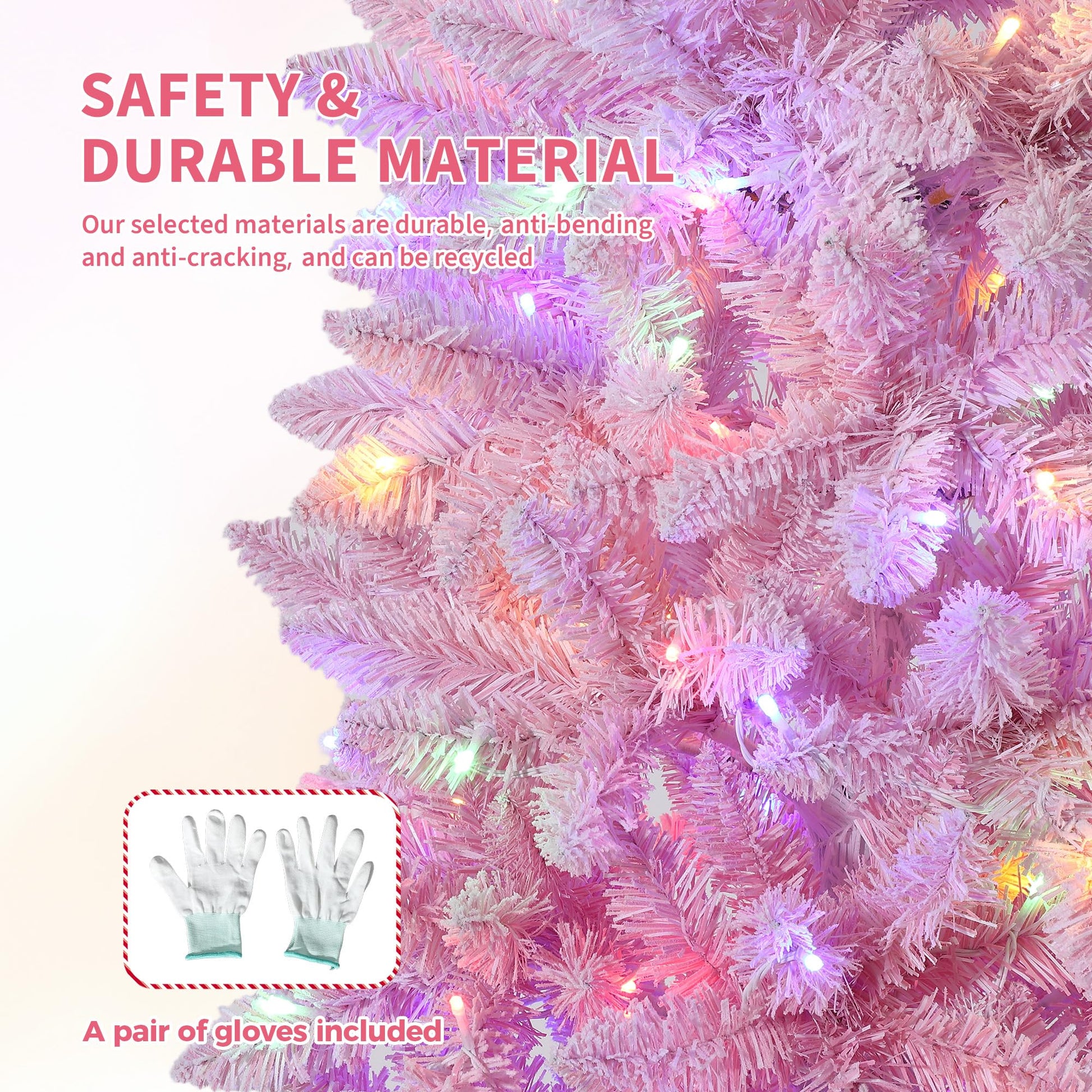 Albero di Natale Garvee artificiale da 140 cm rosa con 100 LED per la decorazione della Natalia del soggiorno