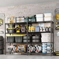 Scaffale in metallo Garvee da 59", ripiani regolabili a forma di L a 4 livelli per cucina, ufficio, garage, capacità di carico di 1060 libbre, nero