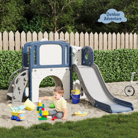 Garvee 8 in 1 Scivolo per bambini, set da gioco per interni ed esterni, con scala di arrampicata e canestro da basket, stabile, sicuro, HDPE, per giardino e soggiorno, colorato