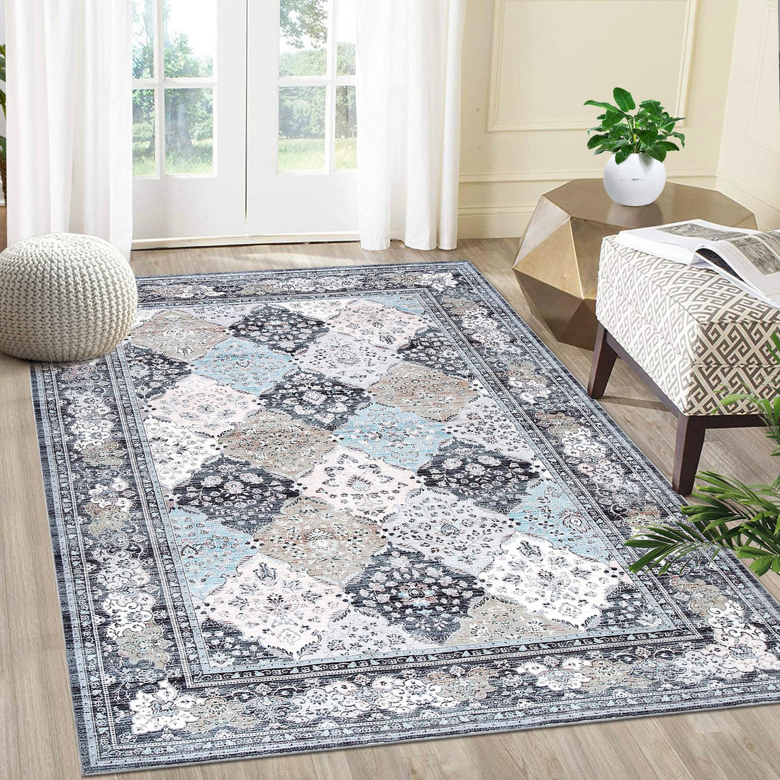 Tappeto marocchino Garvee, lavabile, antiscivolo, 80 x 150 cm, per soggiorno e cameretta dei bambini