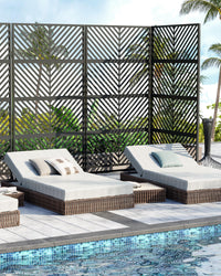 Garvee, schermo per la privacy in metallo, 182,9 cm di altezza x 101,6 cm di larghezza, autoportante, resistente alle intemperie, per patio e balcone, 4 pannelli, robusto, decorativo