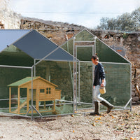 Pollaio in metallo Garvee Large 3 x 4 x 1.95 m – Due scomparti, struttura in tubo di acciaio triplo rinforzato per giardino e fattoria