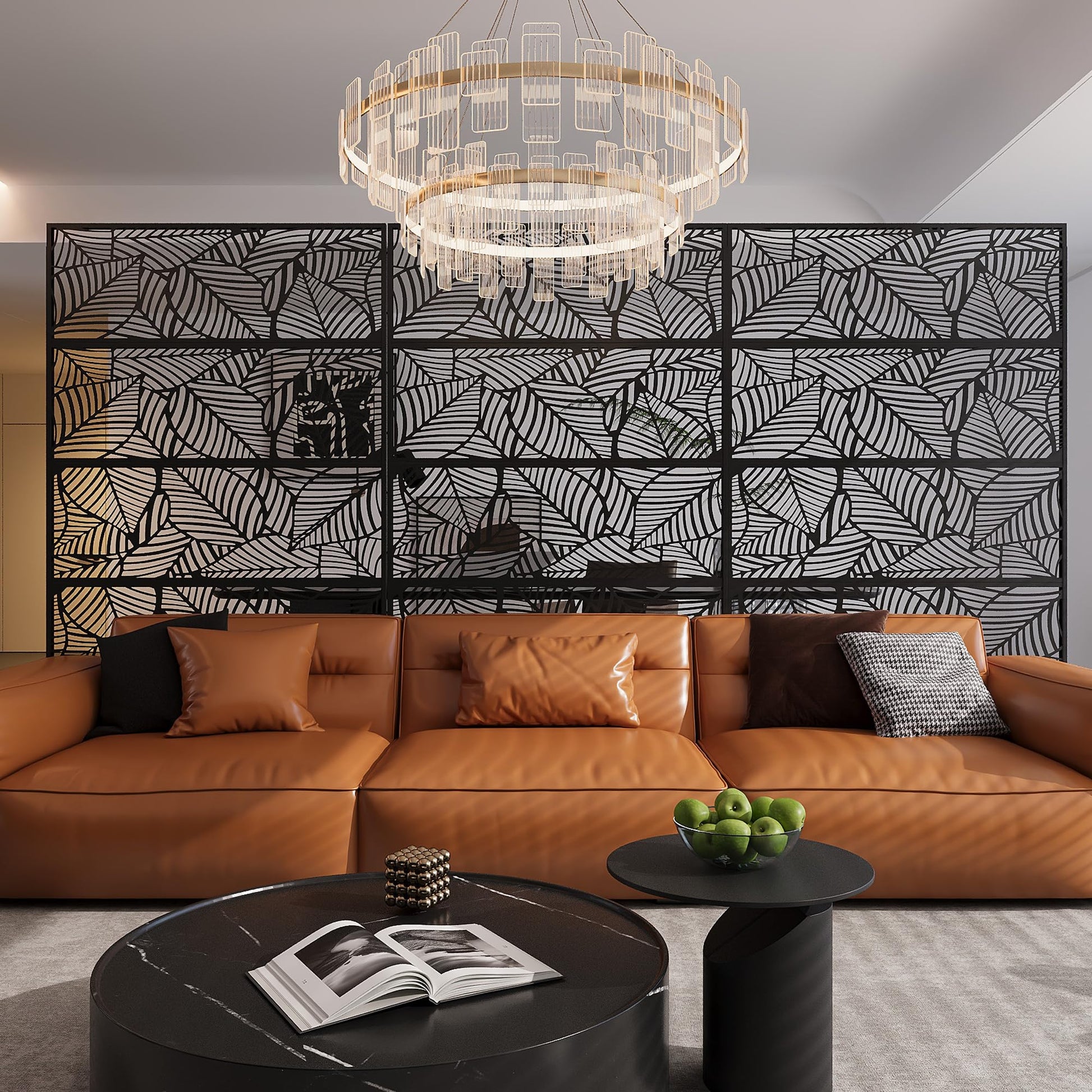 Garvee Metal Privacy Screen 71"x46" Nero - Resistente alle intemperie, antiruggine - Design moderno, geometrico - Per giardino e patio