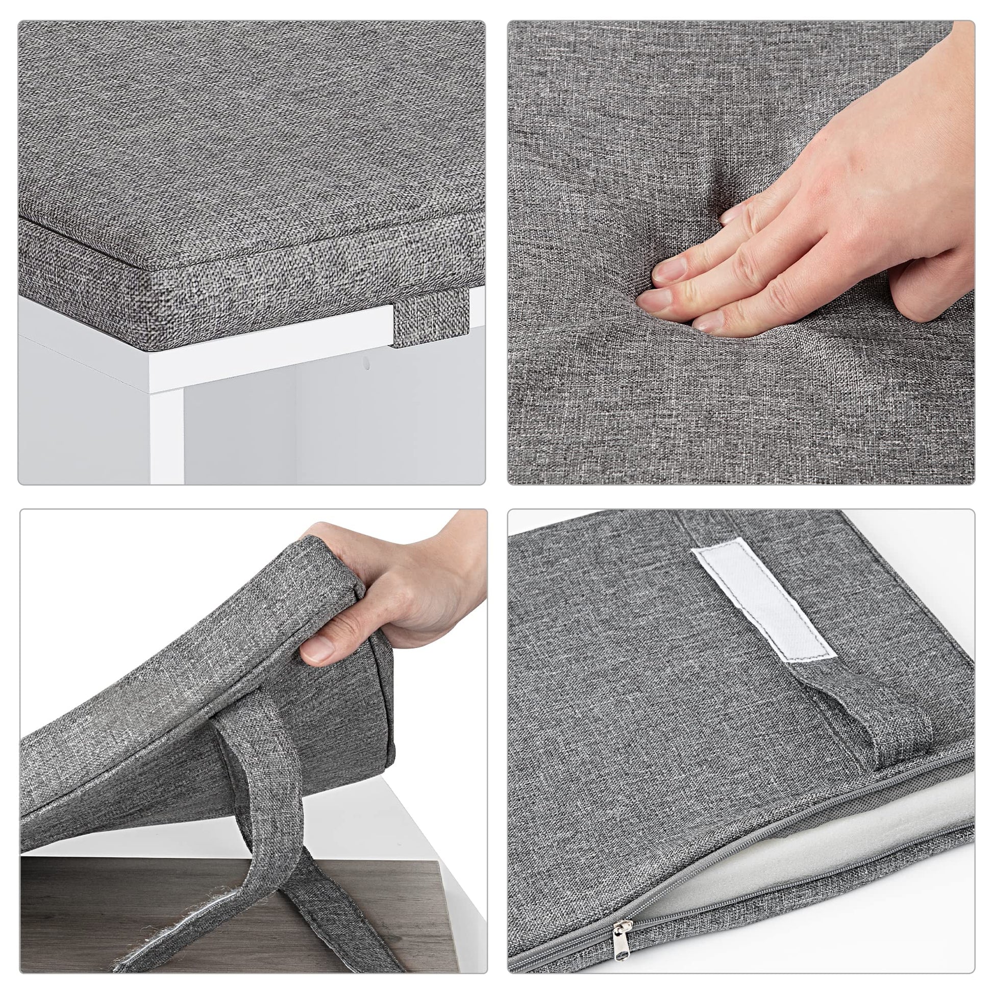 Panca portascarpe Garvee con cuscino, regolabile su 3 livelli, 5 scomparti, cotone-lino, bianco, 20 pollici, per corridoio e camera da letto