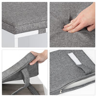 Panca portascarpe Garvee con cuscino, regolabile su 3 livelli, 5 scomparti, cotone-lino, bianco, 20 pollici, per corridoio e camera da letto