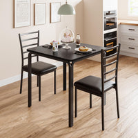 Set da pranzo Garvee da 3 pezzi per 2 persone con sedie imbottite, piano in MDF, salvaspazio, stabile, ideale per cucina e sala da pranzo, design moderno, nero