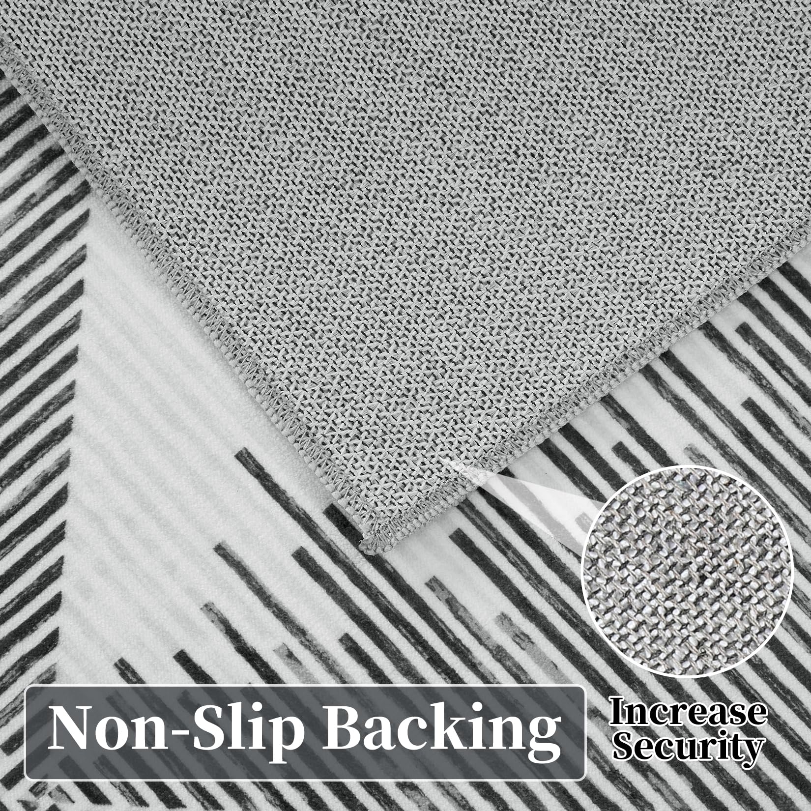 Tappeto lavabile Garvee per soggiorno, 80x150 cm, grigio, antiscivolo, facile da pulire, pelo corto, moderno, adatto per camera da letto, sala da pranzo, cameretta dei bambini