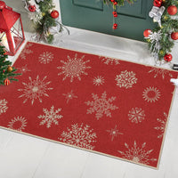 Garvee Zerbino Natalizio 40x60cm 1800gsm Poliestere Juta Antiscivolo Rosso Con Cristalli Di Neve Glitterati Per Ingresso E Interni Invernali
