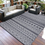 Garvee Tappeto Esterno 5x8 in Paglia Plastica Impermeabile Reversibile Polipropilene UV Resistente Boho per Patio Balcone Campeggio - Nero/Bianco (Boho)