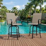 Garvee Set 3 Pezzi Sgabelli Girevoli da Bar 360° Tessuto Textilene Resistente, Tavolo Quadrato 31.5", Struttura in Acciaio, Regolabili per Patio e Terrazza