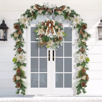 Ghirlanda natalizia dorata Garvee da 24 pollici illuminata con 20 luci LED per porte e finestre, marrone