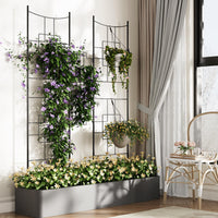 Traliccio da giardino in metallo Garvee 51"x66" nero, antiruggine, design barocco, 2 pezzi, supporto per piante per rose e ortaggi in giardino