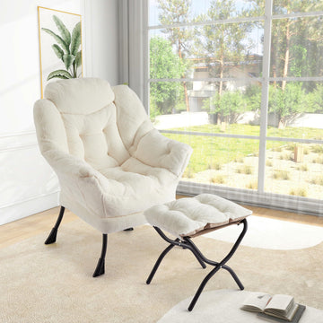 Sedia girevole Garvee con poggiapiedi, ergonomica, resistente, bianca, per soggiorno, ufficio, comoda