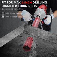 Garvee Carotatrice Diamantata 1500W Portatile 4" per Calcestruzzo - Regalo Perfetto per Festa del Papà, Ergonomica in Acciaio