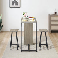 Set tavolo e sedie da bar rustico Garvee, 3 pezzi con contenitore, cuscini ergonomici, struttura in metallo per appartamento e bar, compatto, impermeabile