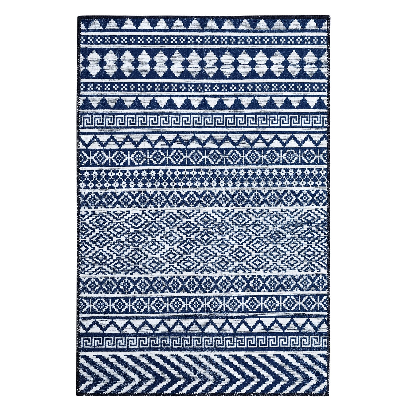 Garvee Teppich Moderno Boho con Motivo Floreale Antimacchia Lavabile 160x200 cm Navy Blu per Casa e Ufficio